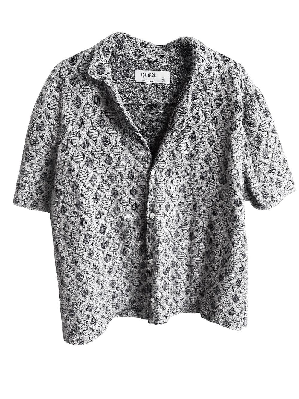 Hollister Men's Black & White Woven Diamond Pattern Short Sleeve Shirt size L